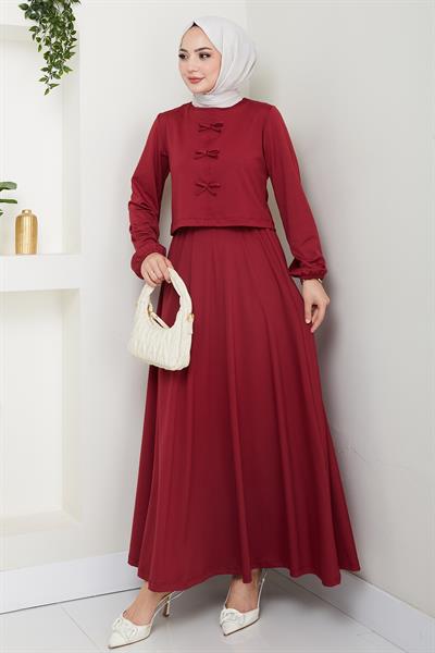 Etekli Fiyonk Detaylı Bordo Takım