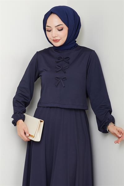 Etekli Fiyonk Detaylı Lacivert Takım