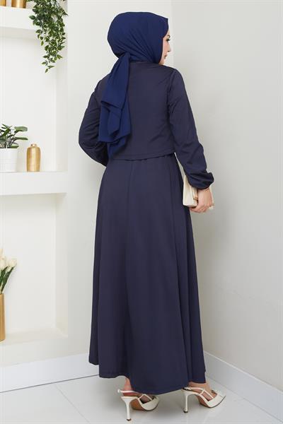 Etekli Fiyonk Detaylı Lacivert Takım