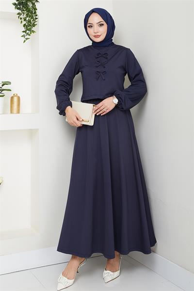Etekli Fiyonk Detaylı Lacivert Takım
