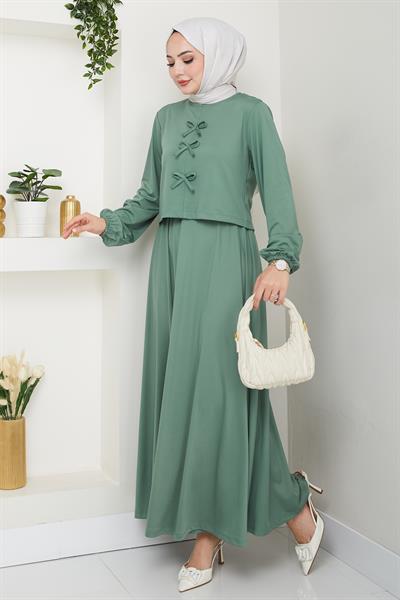 Etekli Fiyonk Detaylı Mint Yeşili Takım
