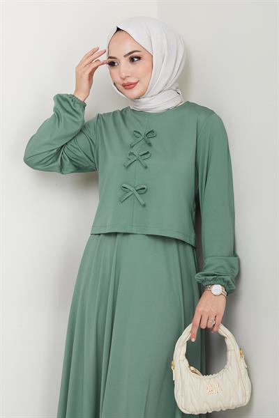 Etekli Fiyonk Detaylı Mint Yeşili Takım