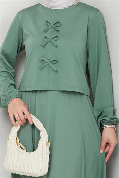 Etekli Fiyonk Detaylı Mint Yeşili Takım
