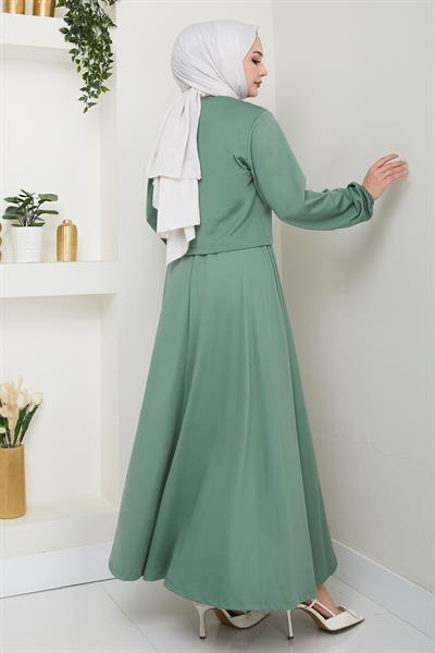 Etekli Fiyonk Detaylı Mint Yeşili Takım