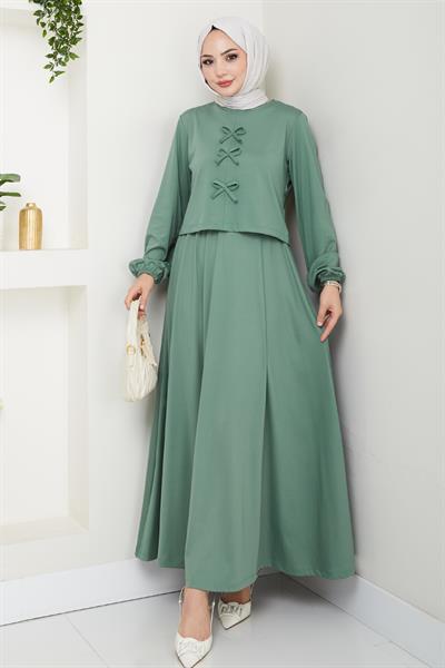 Etekli Fiyonk Detaylı Mint Yeşili Takım