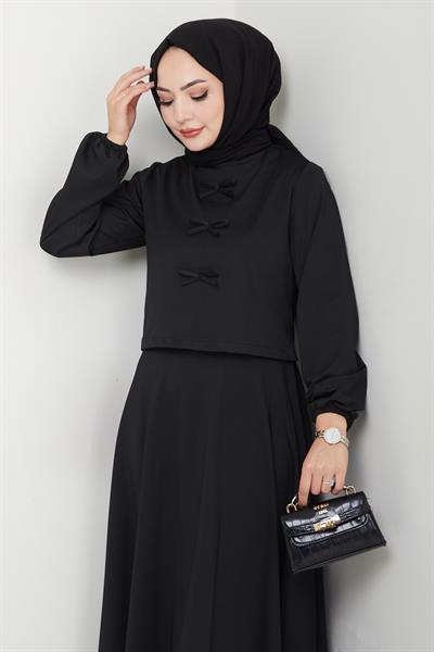 Etekli Fiyonk Detaylı Siyah Takım