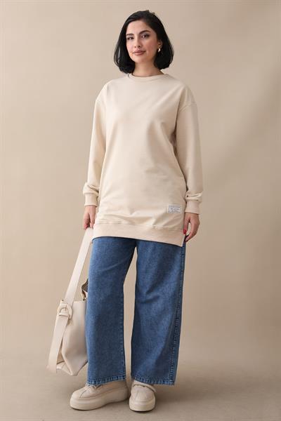 Etiket Detay Basic Bej Tunik