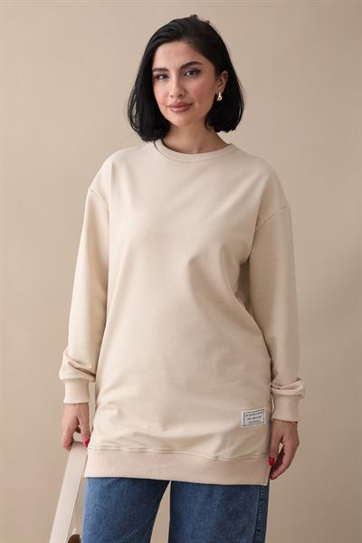 Etiket Detay Basic Bej Tunik