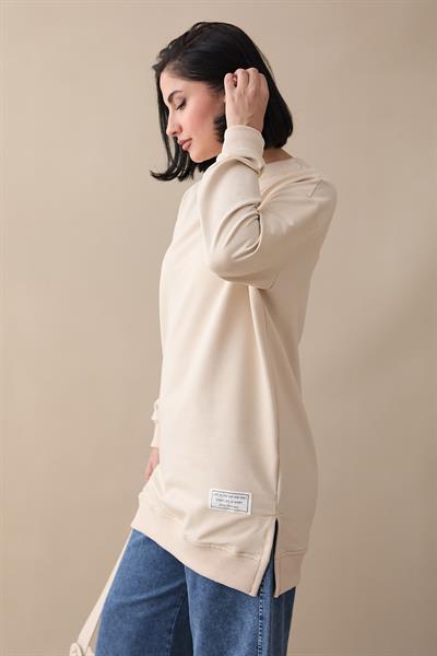 Etiket Detay Basic Bej Tunik