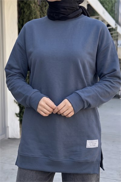 Etiket Detay Basic Gri Tunik