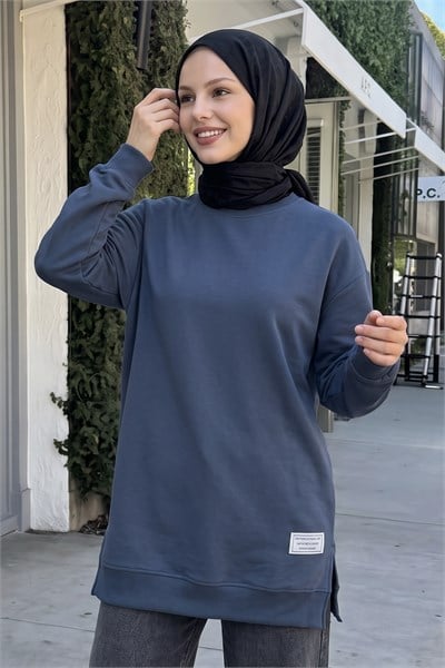 Etiket Detay Basic Gri Tunik