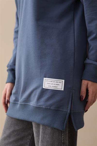 Etiket Detay Basic Gri Tunik