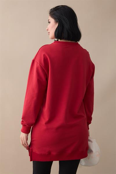 Etiket Detay Basic Kırmızı Tunik