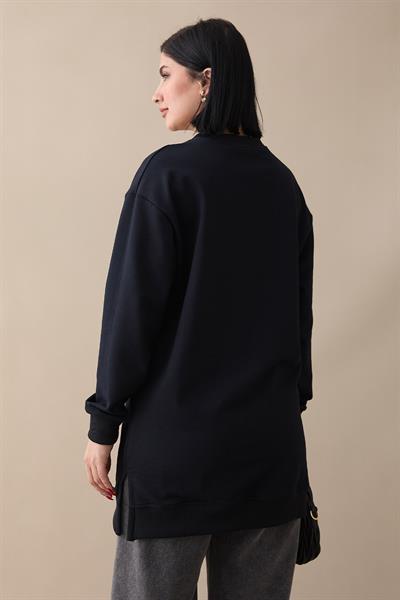 Etiket Detay Basic Lacivert Tunik