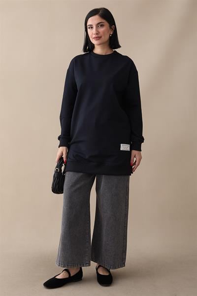 Etiket Detay Basic Lacivert Tunik