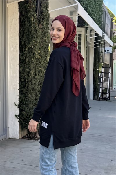 Etiket Detay Basic Lacivert Tunik