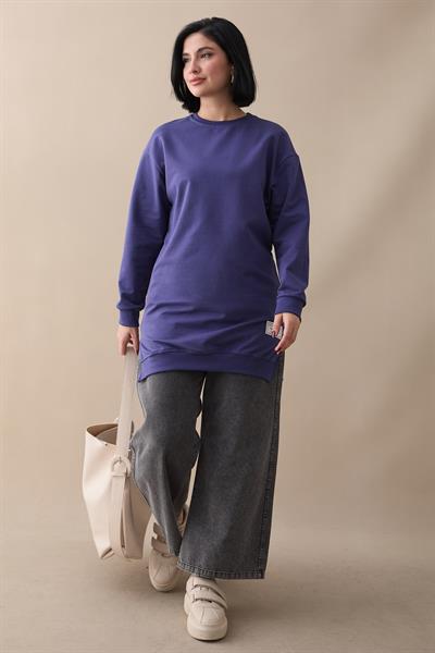 Etiket Detay Basic Mor Tunik
