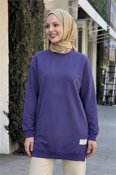 Etiket Detay Basic Mor Tunik