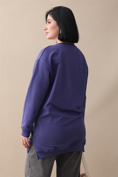 Etiket Detay Basic Mor Tunik