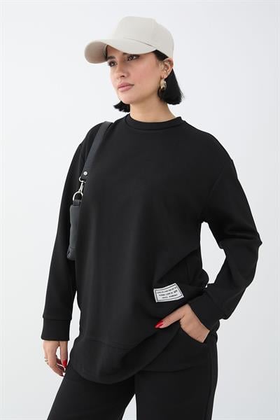 Etiket Detaylı Siyah Oyşo Takım