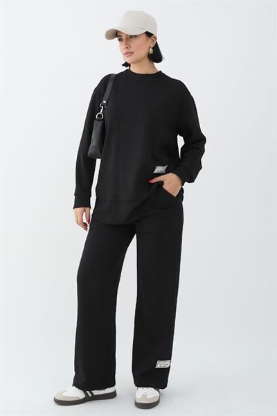 Etiket Detaylı Siyah Oyşo Takım