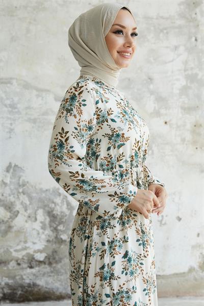 Evesya Tünel Bağcıklı Viskon Elbise - Mint