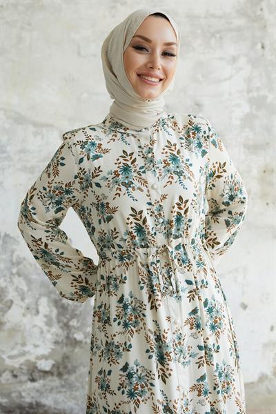 Evesya Tünel Bağcıklı Viskon Elbise - Mint