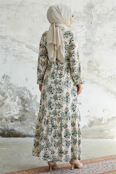 Evesya Tünel Bağcıklı Viskon Elbise - Mint