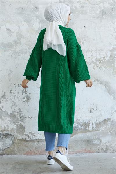 Evia Düğmeli Triko Hırka - Yeşil