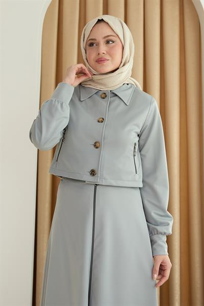 Fermuar Cepli Bolerolu Etekli Mint Yeşili Takım