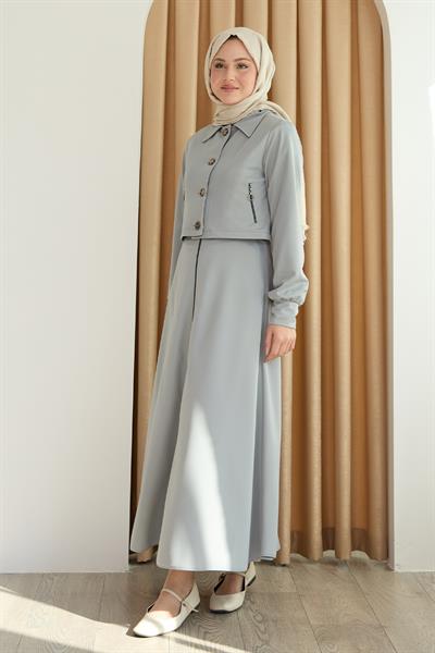 Fermuar Cepli Bolerolu Etekli Mint Yeşili Takım