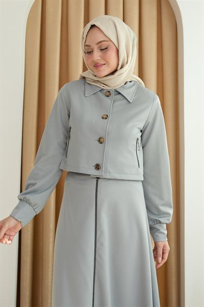 Fermuar Cepli Bolerolu Etekli Mint Yeşili Takım