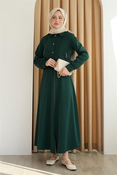 Fermuar Cepli Bolerolu Etekli Zümrüt Yeşili Takım