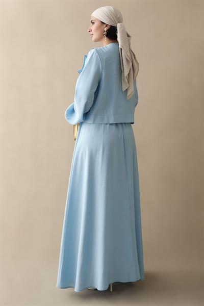 Fırfır Ceketli Modal Bebe Mavisi Jile Elbise