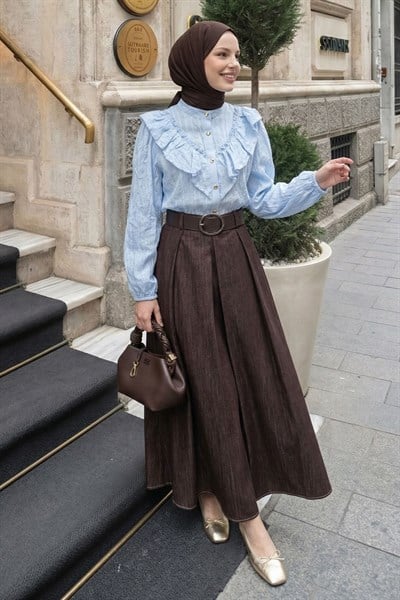 Fırfır Yaka Bebe Mavisi Gömlek