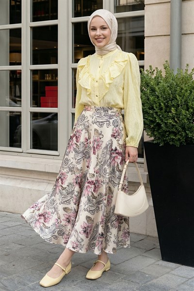 Fırfır Yaka Sarı Gömlek