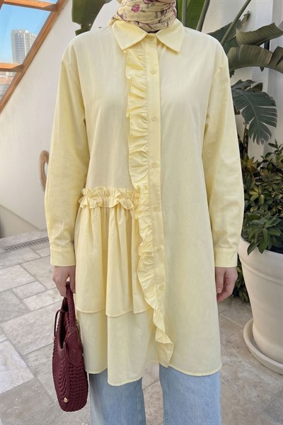 Fırfırlı Patlı Sarı Tunik