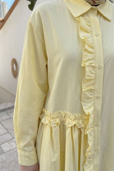 Fırfırlı Patlı Sarı Tunik