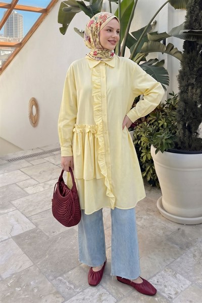 Fırfırlı Patlı Sarı Tunik