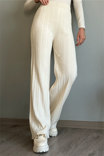 Fitilli Ekru Triko Pantolon