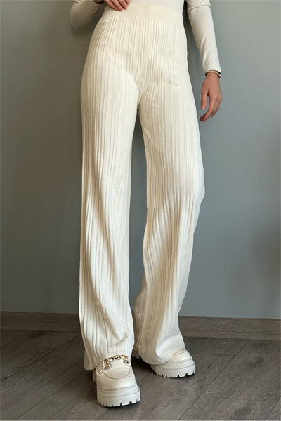 Fitilli Ekru Triko Pantolon