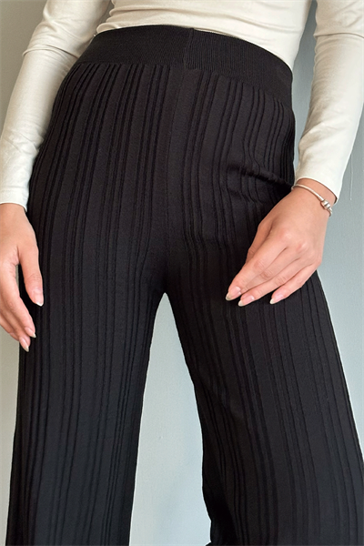 Fitilli Siyah Triko Pantolon