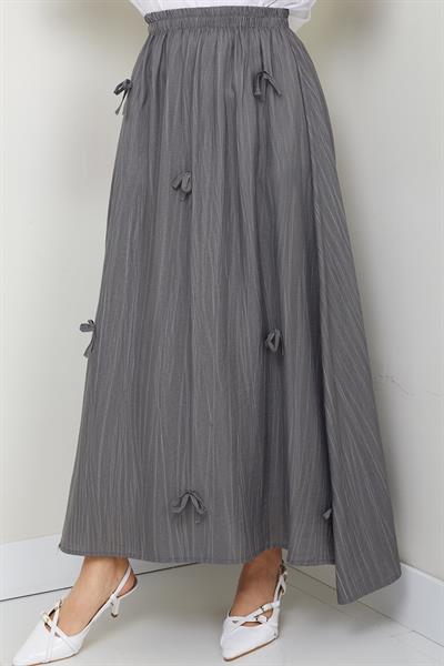 Fiyonk Detay Beli Lastikli Antrasit Etek