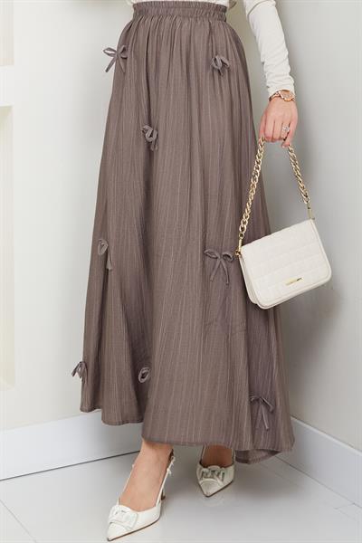 Fiyonk Detay Beli Lastikli Vizon Etek