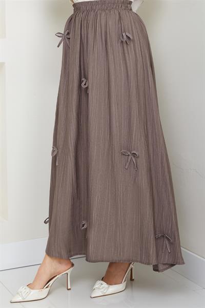 Fiyonk Detay Beli Lastikli Vizon Etek