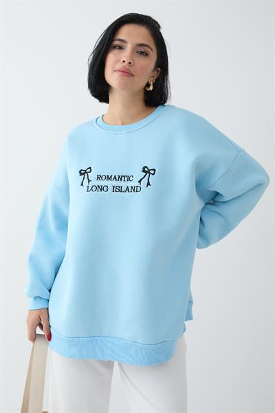 Fiyonk Yazı İşleme Bebe Mavi Sweat