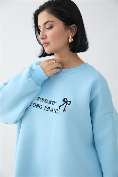 Fiyonk Yazı İşleme Bebe Mavi Sweat