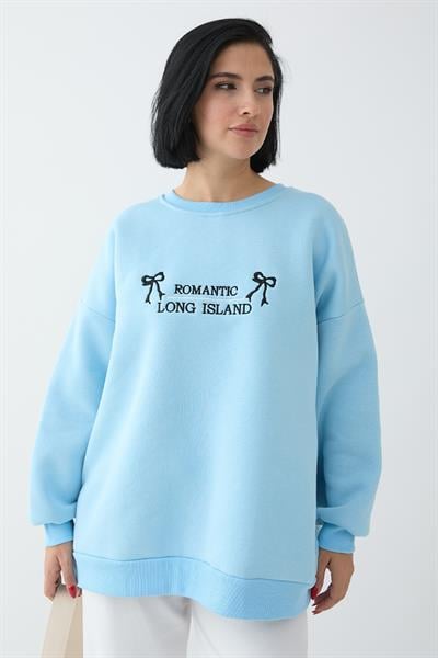 Fiyonk Yazı İşleme Bebe Mavi Sweat