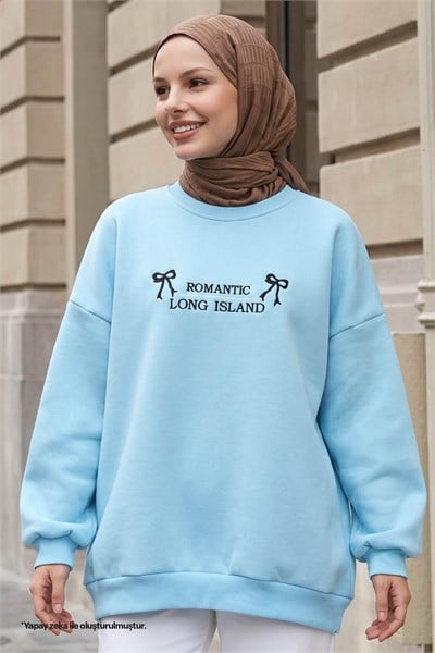 Fiyonk Yazı İşleme Bebe Mavi Sweat