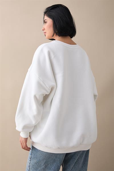Fiyonk Yazı İşleme Ekru Sweat
